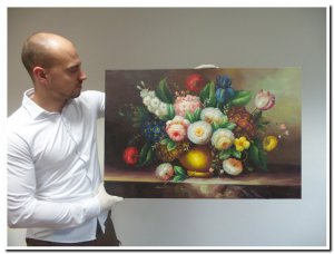 60x90cm schilderij 000041 schilderij groot bloemenboeket stilleven