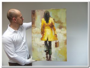 60x90cm schilderij 000052 schilderij palet flora in gele jas