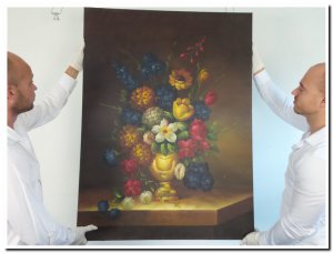 90x120cm schilderij 00005 schilderij Bloemen in vaas stilleven staand vertikaal