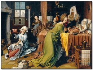 Schilderij Beer, Birth of Virgin c1520