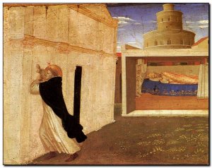 Schilderij FraAngelico, Dream of Innocent III 1434