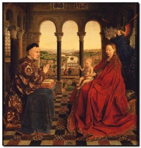 Schilderij VanEyck, Madonna & Child with Chancelor