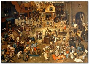 Schilderij Brueghel Sr, Battle between Carnival &