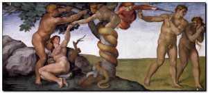 Schilderij Michelangelo, Fall & Expulsion 1509